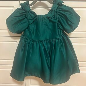 Janie and Jack Green Formal Satin Girls Dress